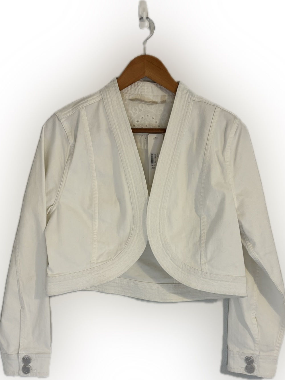 NWT Soft Surroundings Ultimate Denim Bolero White Jacket Womens Size MP